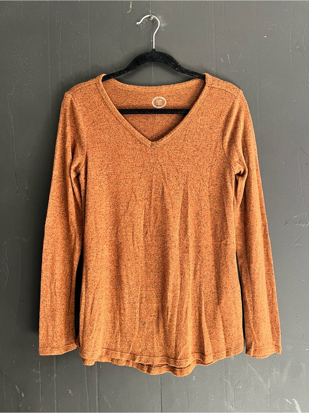 Maurices Women's V-Neck Long Sleeve Top - Rust Orange